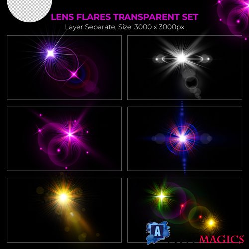 PSD realistic colorful lens flare lights effect collection vol 16