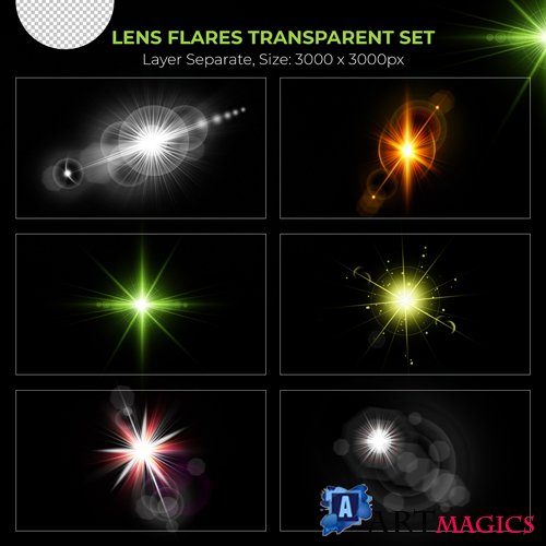 PSD realistic colorful lens flare lights effect collection vol 12