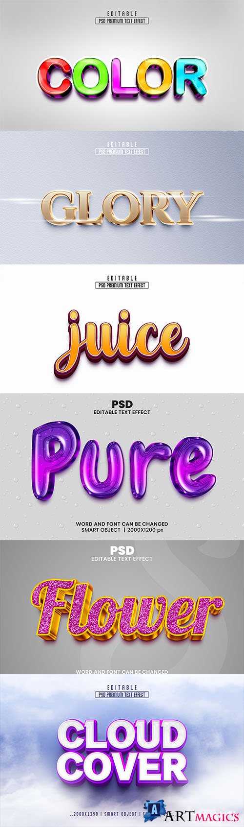 Psd style text effect editable set vol 50
