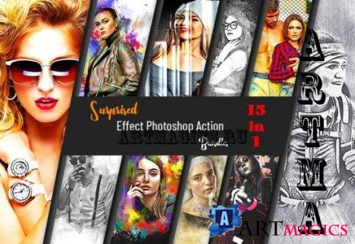 Surprised Effect Photoshop Action Bundle