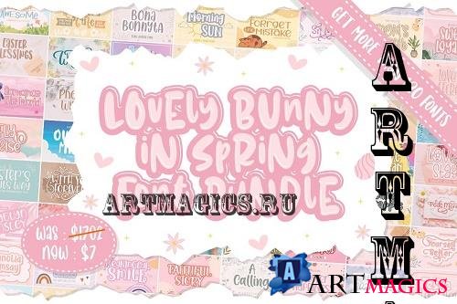 Lovely Bunny in Spring Font Bundle - 132 Premium Fonts