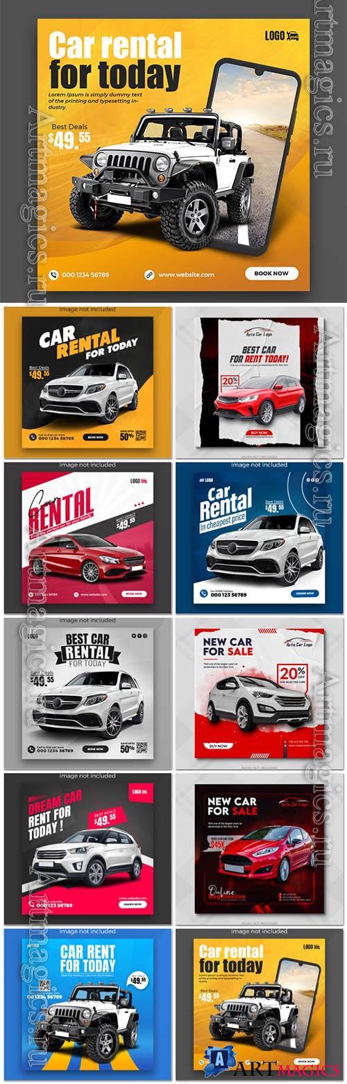 PSD car sale social media banner post template