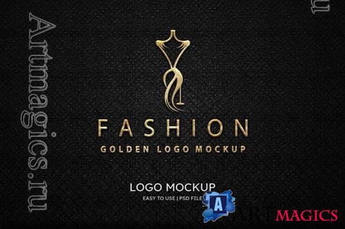 PSD luxury embossed foil gold logo mockup