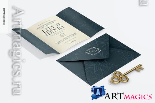 PSD wedding invitation card mockup