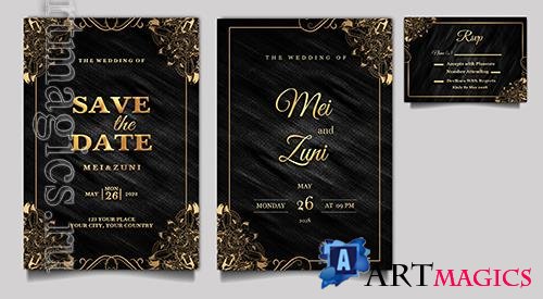 PSD luxury elegant wedding invitation design set mockup