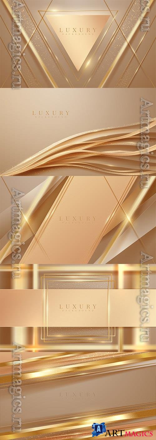 Vector abstract diagonal golden lines with brown luxury background