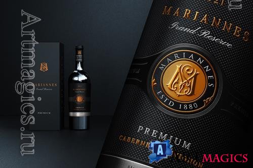 PSD luxury and realistic wine logo branding mockup