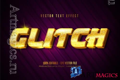 Glitch - Editable Text Effect, Gold Font Style