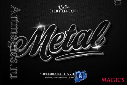 Metal - Editable Text Effect, Silver Font Style vol 3