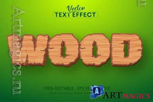 Wood - Editable Text Effect, Cartoon Font Style vol 2