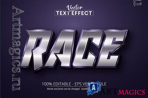 Race - editable text effect, metallic font style