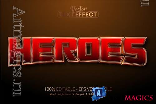Heroes - editable text effect, golden font style
