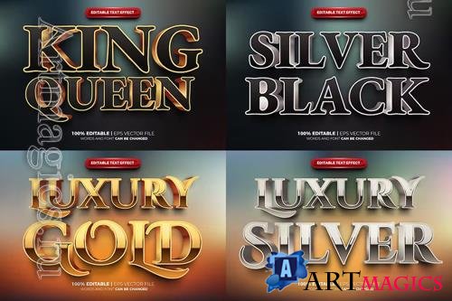 Luxury silver gold text effect 3D