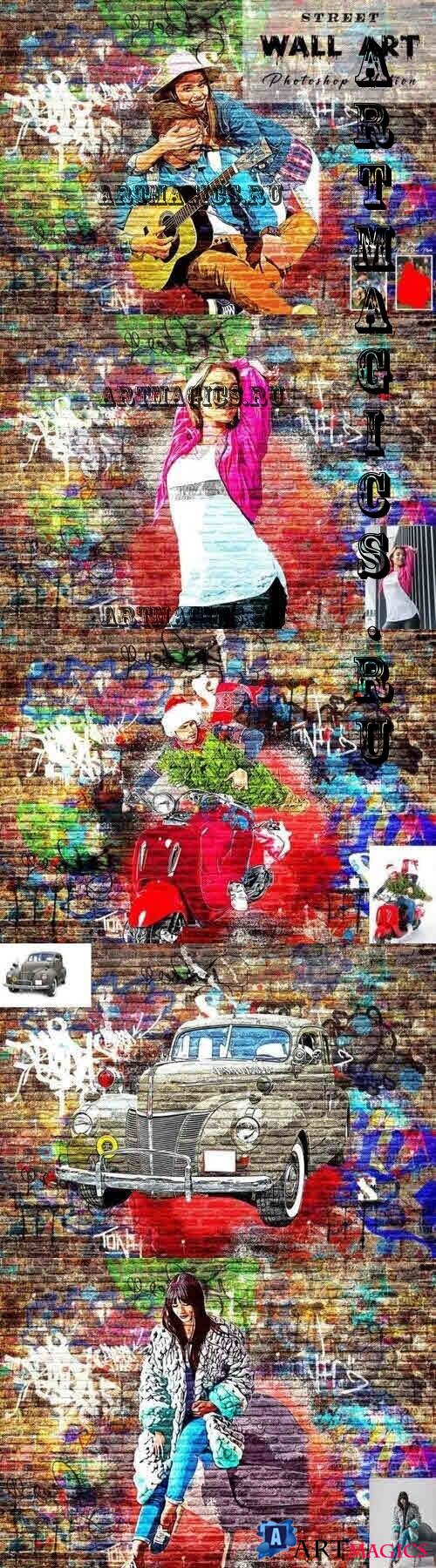 Street Wall Art Photoshop Action - 10994529