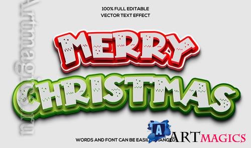Vector text effect merry cristmas and happy new year vol 1