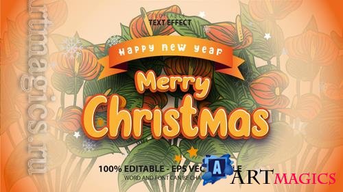 Vector text effect merry cristmas and happy new year vol 6