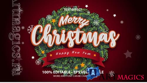Vector text effect merry cristmas and happy new year vol 5