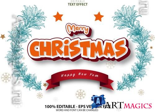 Vector text effect merry cristmas and happy new year vol 9