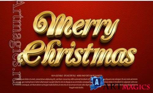 Vector merry christmas golden text effect template with 3d style