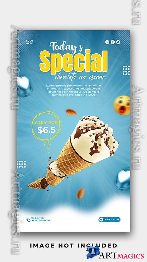 PSD special testy delicious ice cream instagram stories banner post design template vol 1