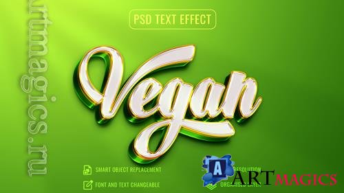 Psd vegan 3d luxury text effect template