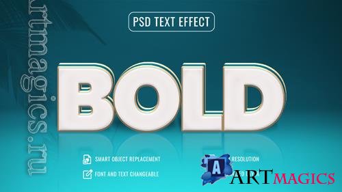 Psd shiny gold ocean blue text-effect 3d