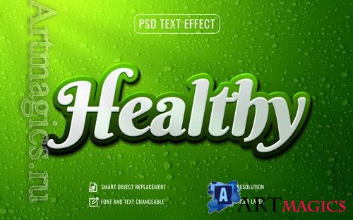 Psd organic healthy green 3d text effect with editable background