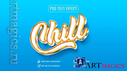 Psd shiny chill 3d text effect with customizable background