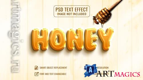 Psd honey glossy editable 3d text effect