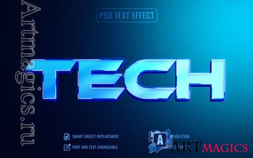 Psd 3d tech blue text effect