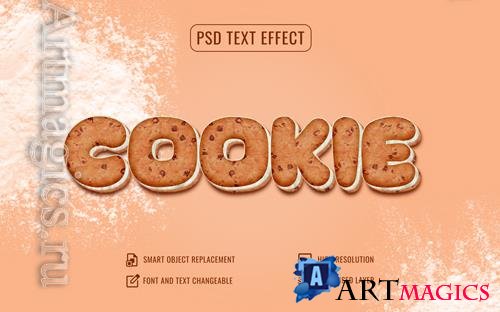 Psd cookie text effect with customizable flour background