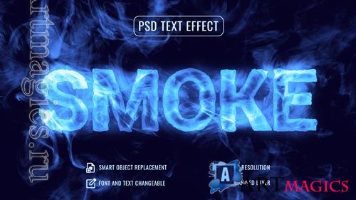 Psd smoke text effect mockup with smoke background