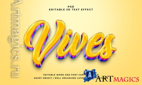 PSD vives 3d editable psd text effect with background