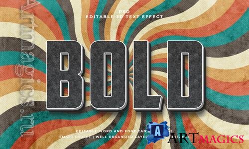 PSD vintage retro bold psd 3d editable text effect with background