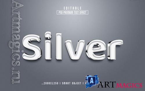 PSD silver 3d text effect style