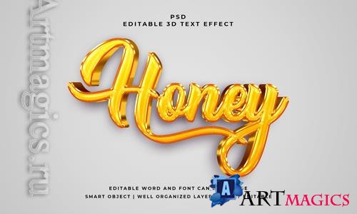 PSD honey 3d editable psd text effect with background