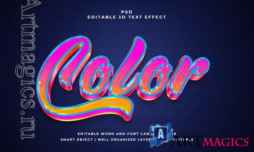 PSD color 3d editable psd text effect with background