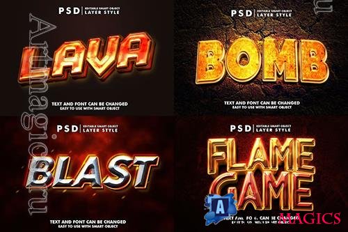 Set of Burn Editable Psd Text Effect