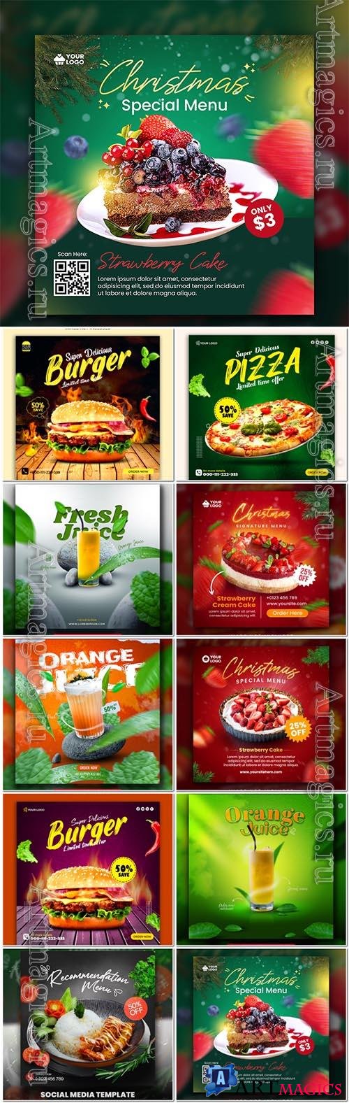 Food social media promotion psd flyer template vol 17