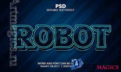PSD robot 3d editable photoshop text effect style with background