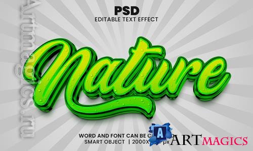 PSD nature 3d editable photoshop text effect style with background