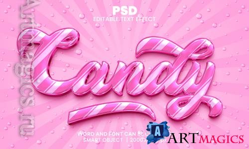 Candy pink color 3d editable photoshop text effect style with background