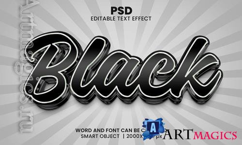 PSD black 3d editable photoshop text effect style with background