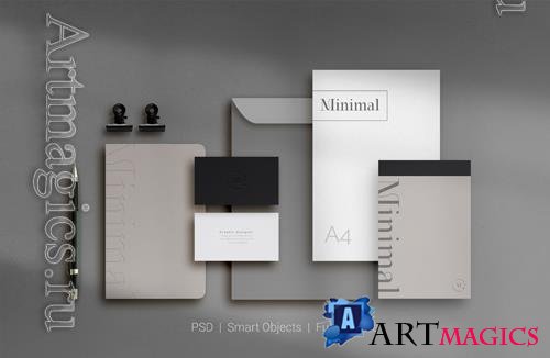 PSD set of corporate stationery branding mockup top view vol 2