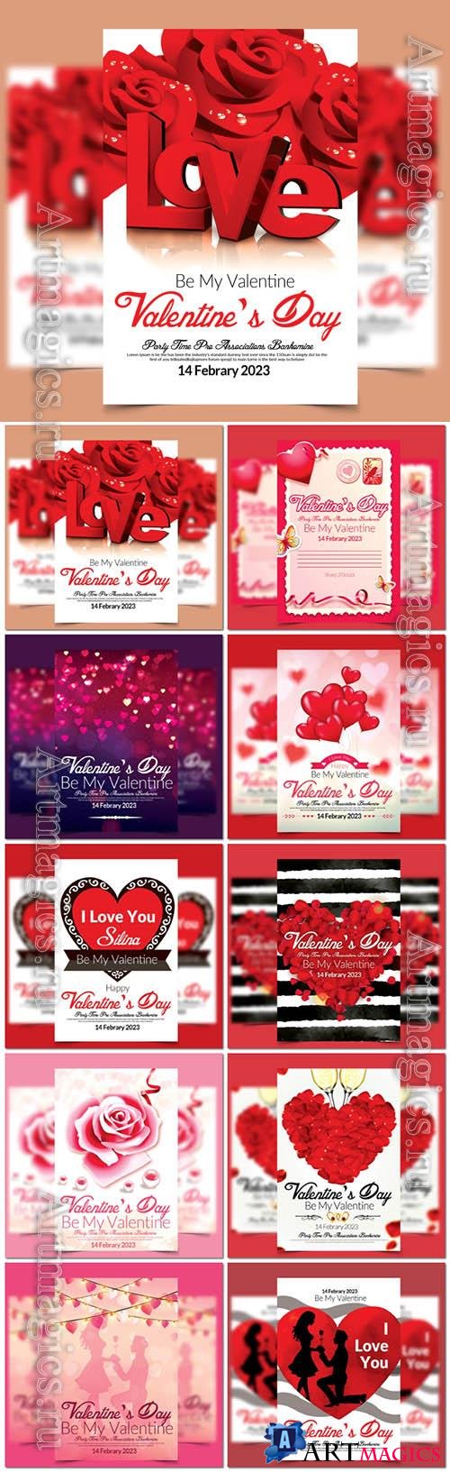 10 PSD happy valentine day party flyer design