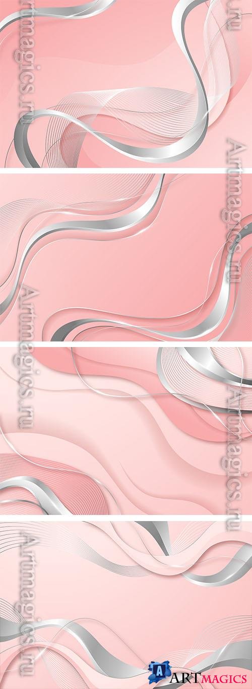 Vector realistic pink and silver background
