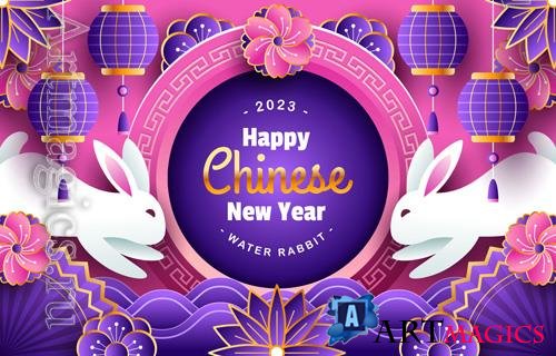 Vector chinese new year water rabbit backgroundvol 2