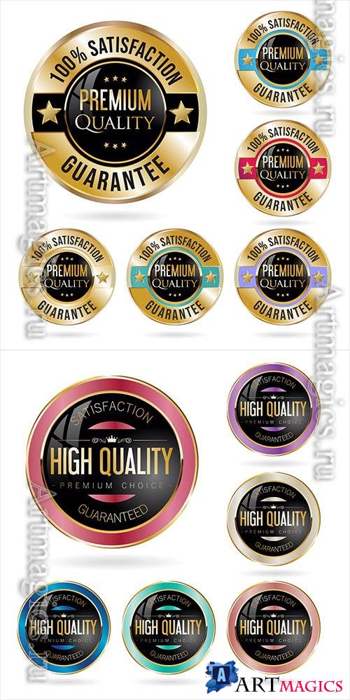 Vector collection of colorful premium quality badges and labels vol 2
