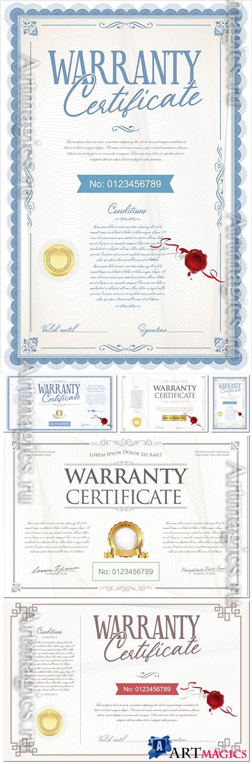 Vector warranty certificate retro vintage design vector illustration