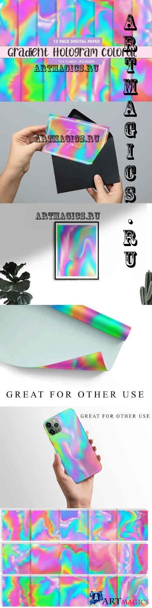 Digital Paper Wave Hologram Color - 10285029
